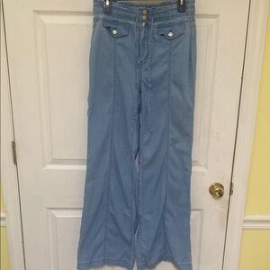 White House Black Market Blue Flare Wide Leg Jeans